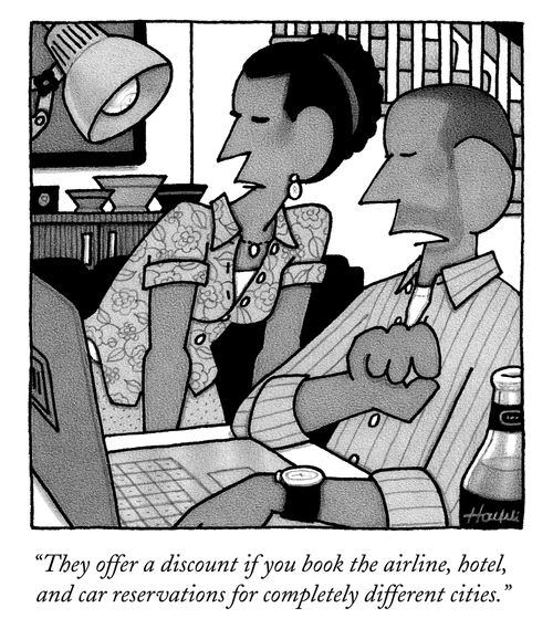 "They offer a discount if you book the airline, hotel, and car reservations for completely different cities."