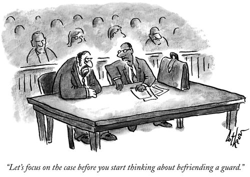"Let's focus on the case before you start thinking about befriending a guard."