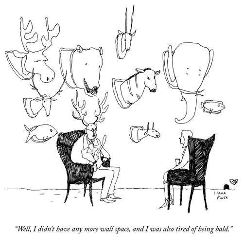 "Well, I didn't have any more wall space, and I was also tired of being bald."