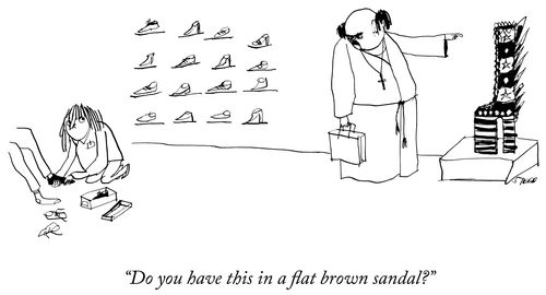 "Do you have this in a flat brown sandal?"