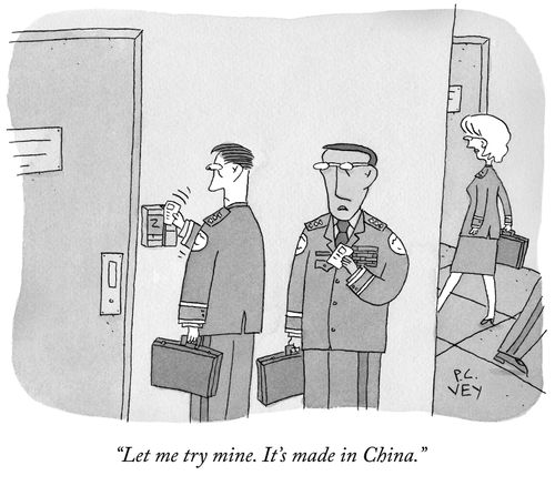 "Let me try mine. It's made in China."