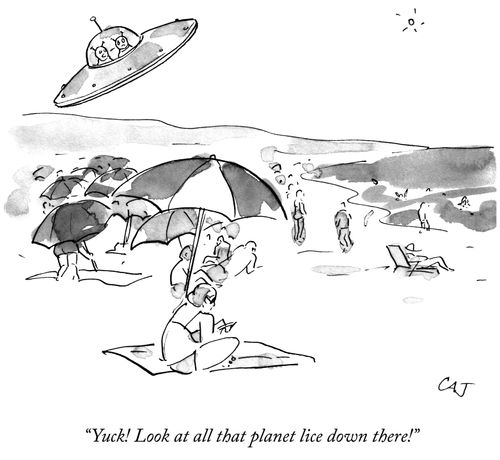 "Yuck! Look at all planet lice down there!"