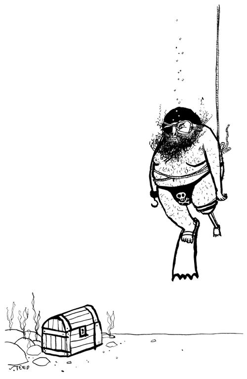 Pirate Dives For Underwater Treasure