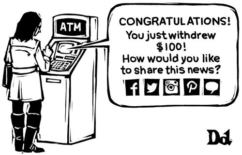 "Congratulations! You just withdrew $100! How would you like to share this news?"