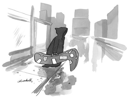 Hooded Figure with Scythe Suitcase