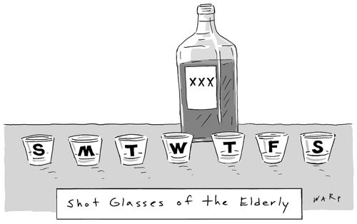 Shot glasses of the elderly.