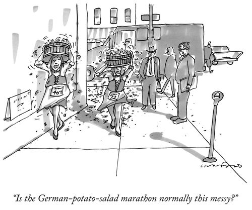 "Is the German-potato-salad marathon normally this messy?"