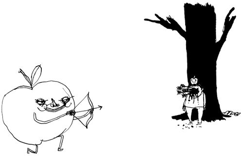 Apple shooting a person (à la William Tell)