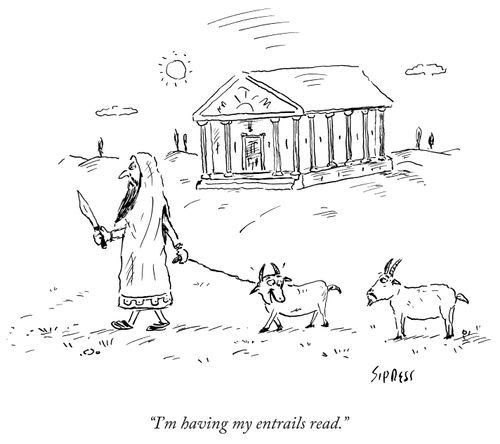 "I'm having my entrails read." 