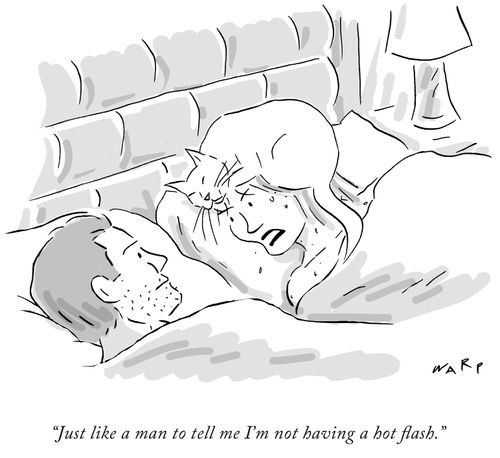 "Just like a man to tell me I'm not having a hot flash."