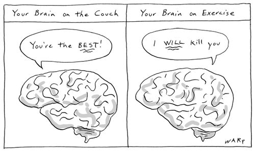 Your brain on the couch vs. your brain on exercise.