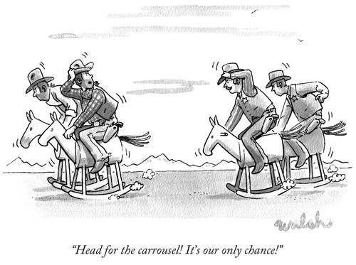 "Head for the carrousel! It's our only chance!"