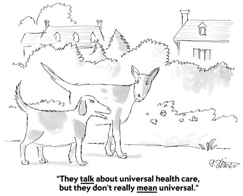 "They talk about universal health care, but they don't really mean universal."