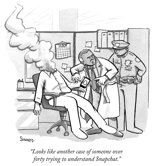 "Looks like another case of someone over forty trying to understand Snapchat."
