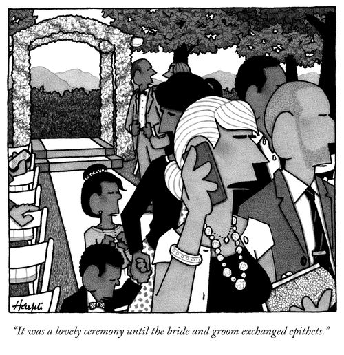 "It was a lovely ceremony until the bride and groom exchanged epithets."