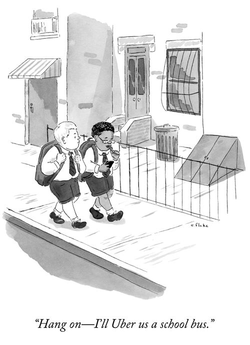 "Hang on - I'll Uber us a school bus."