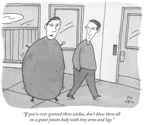 "If you're ever granted three wishes, don't blow them all on a giant body with tiny arms legs."