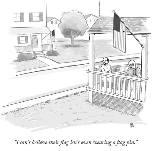 "I can't believe their flag isn't even wearing a flag pin."
