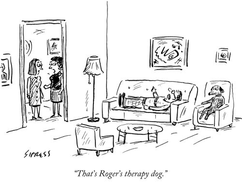 "That's Roger's therapy dog."