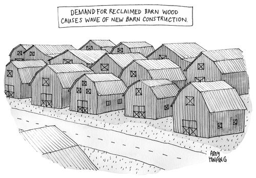 Demand for reclaimed barn wood causes wave of new barn construction.