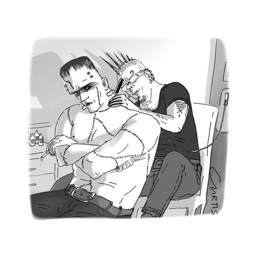 Frankenstein's Monster gets a tattoo