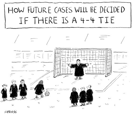 How future cases will be decided if there is a 4-4 tie.