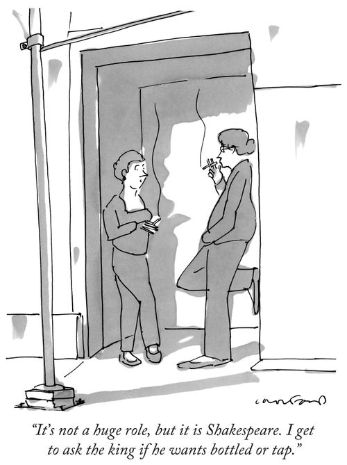 "It's not a huge role, but it is Shakespeare. I get to ask the king if he wants bottled or tap."