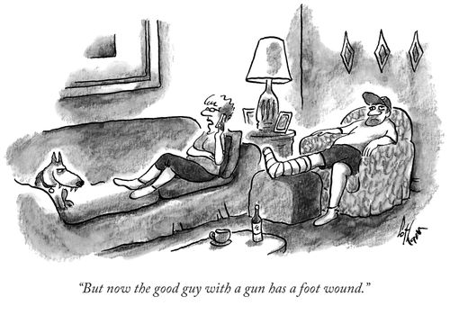 "But now the good guy with a gun has a foot wound."