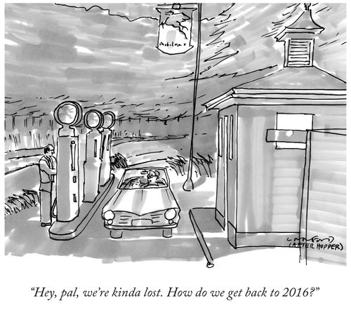 "Hey, pal, we're kinda lost. How do we get back to 2016?"