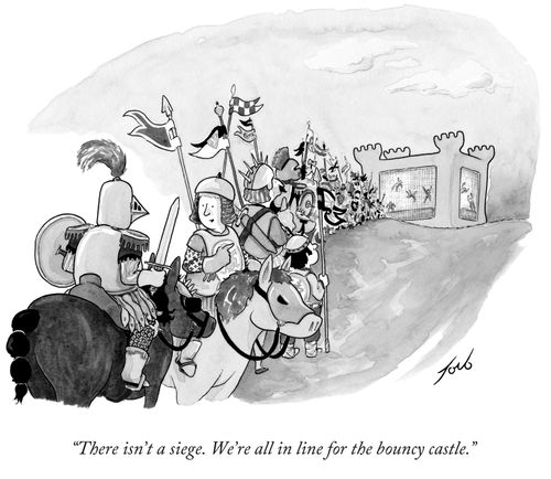 "There isn't a siege. We're all in line for the bouncy castle."