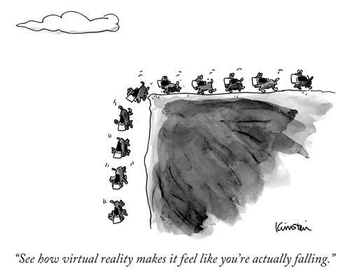 "See how virtual reality makes it feel like you're actually falling."