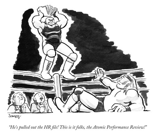 "He's Pulled Out The HR File! This Is It Folks, The Atomic Performance Review!"