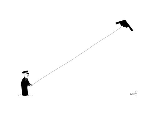 A pilot flies a kite.