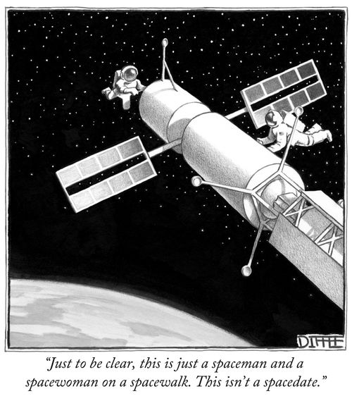 "This is a spaceman and a spacewoman on a spacewalk. This isn't a spacedate."