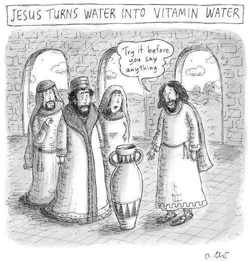 Jesus turns water into Vitamin Water.
