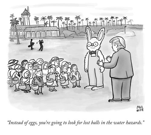 "Instead of eggs, you're going to look after the lost balls in the water hazards."