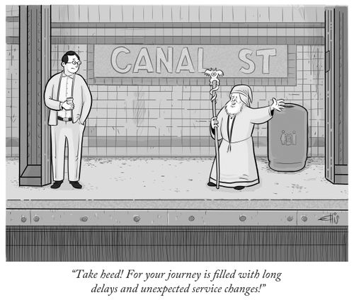"Take heed! For your journey is filled with long delays and unexpected service charges!"