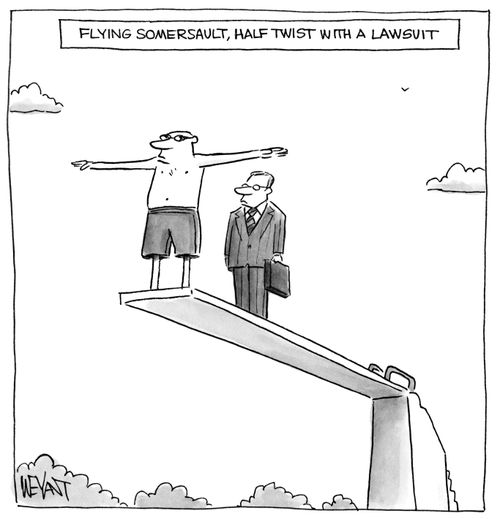 Flying somersault, half twist with a lawsuit
