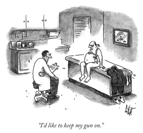 "I'd like to keep my gun on."