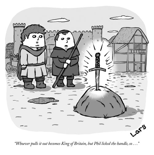 "Whoever pulls it out becomes King of Britain, but Phil licked the handle, so..."