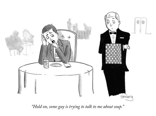 "Hold on, some guy is trying to talk me about soup."