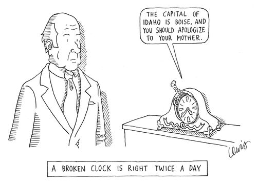 A broken clock is right at least twice a day.