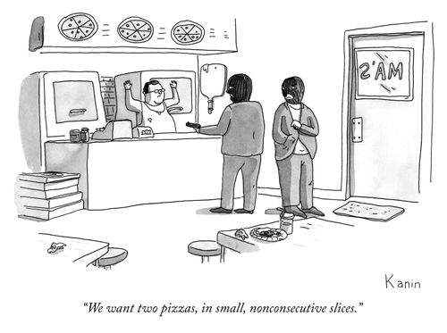 "We want two pizzas, in small, nonconsecutive slices."
