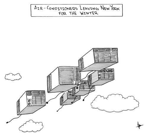 Air-conditioners leaving New York for the winter