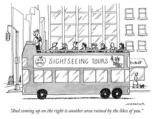 "And coming up on the right is another area ruined by the likes of you."
