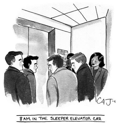 8 AM in the sleeper elevator car