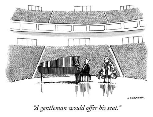 "A gentleman would offer his seat."