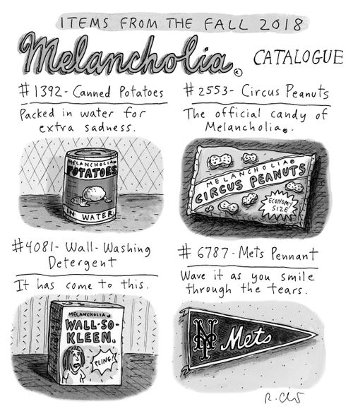 Items from the Fall 2018 Melancholia Catalogue.