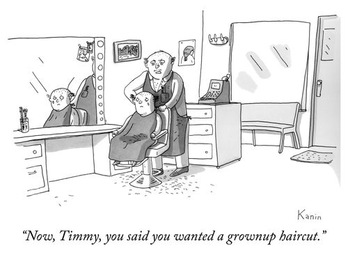 "Now, you said you wanted a grownup haircut."