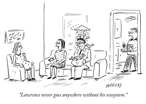 "Lawrence never goes anywhere without his ecosystem."